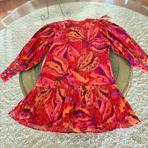 FARM Rio Banana Juice Chemise Mini Dress XS Tropical Cotton Belted Boho - Picture 6 of 15